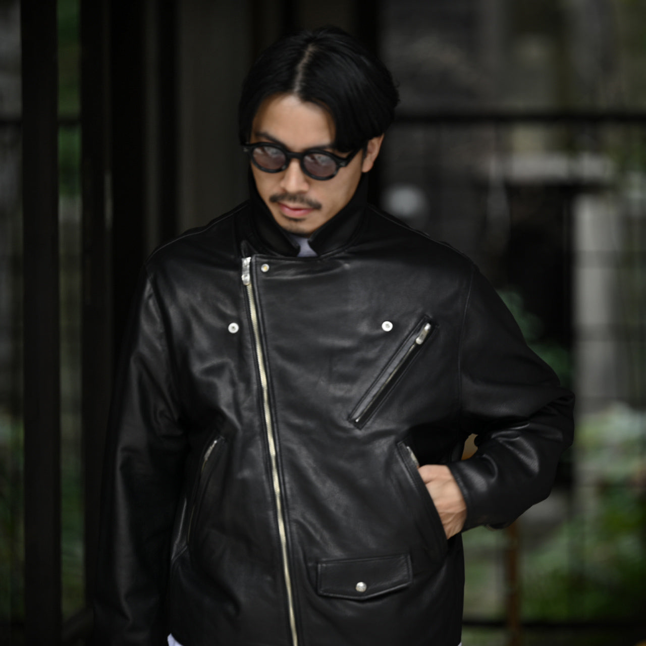 ピーシー レザー ライダース ジャケット PC RIDERS JACKET W/LOVE&PEACE SILVER レザー 牛革 23AWモデル PC-017-1962