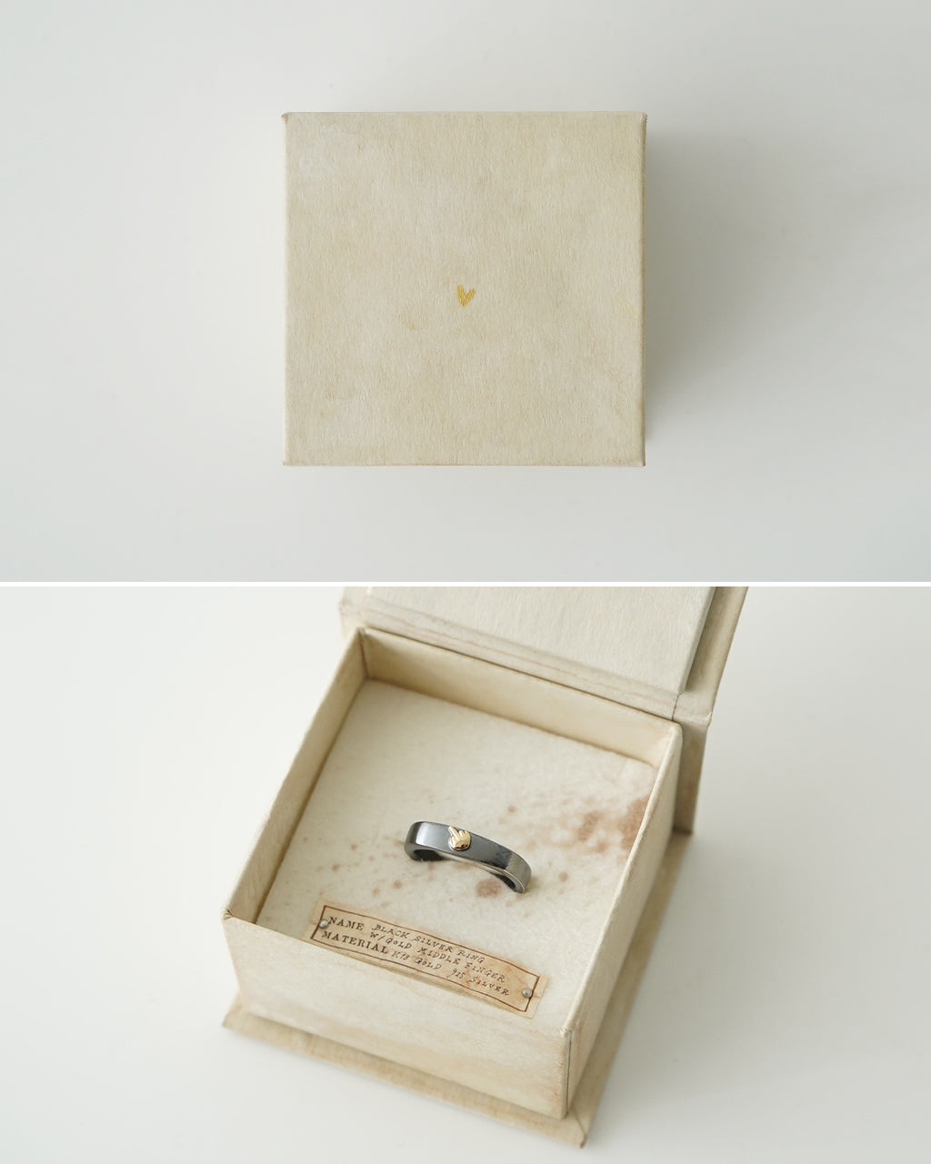 ブラック シルバー リング W/BLACK SILVER RING W/GOLD MIDDLE FINGER 18K ゴールド シルバー925 指輪 PC-011-3084