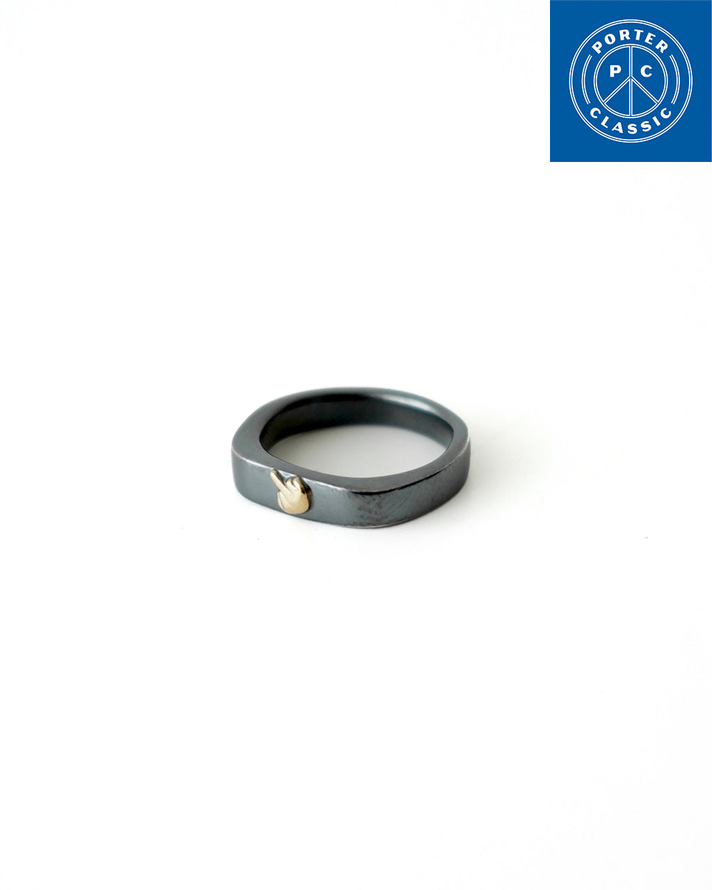 ブラック シルバー リング W/BLACK SILVER RING W/GOLD MIDDLE FINGER 18K ゴールド シルバー925 指輪 PC-011-3084
