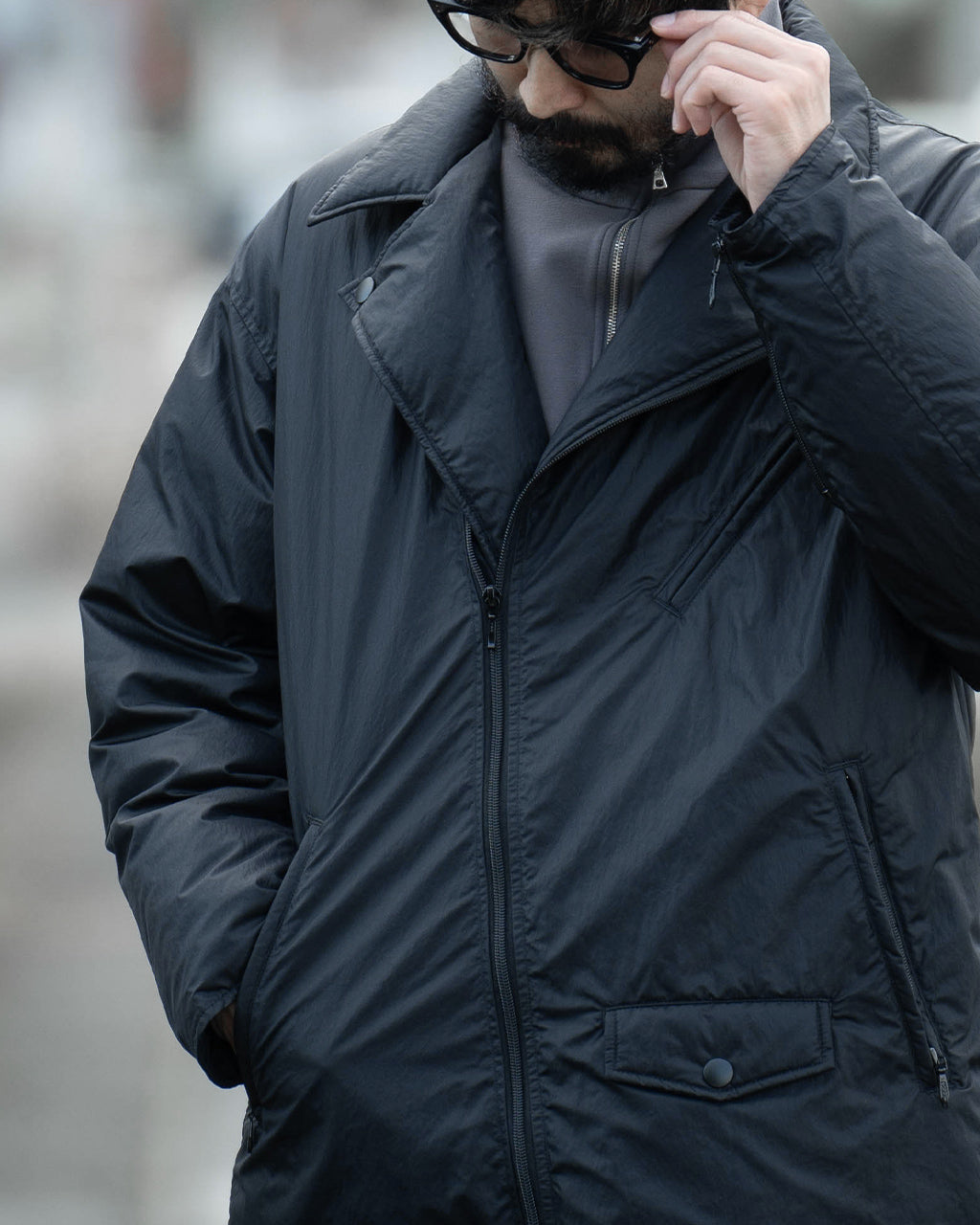 ライダース ダウンジャケット SHEEN NYLON RIDERS DOWN JACKET ジップアップ PC-015-2996