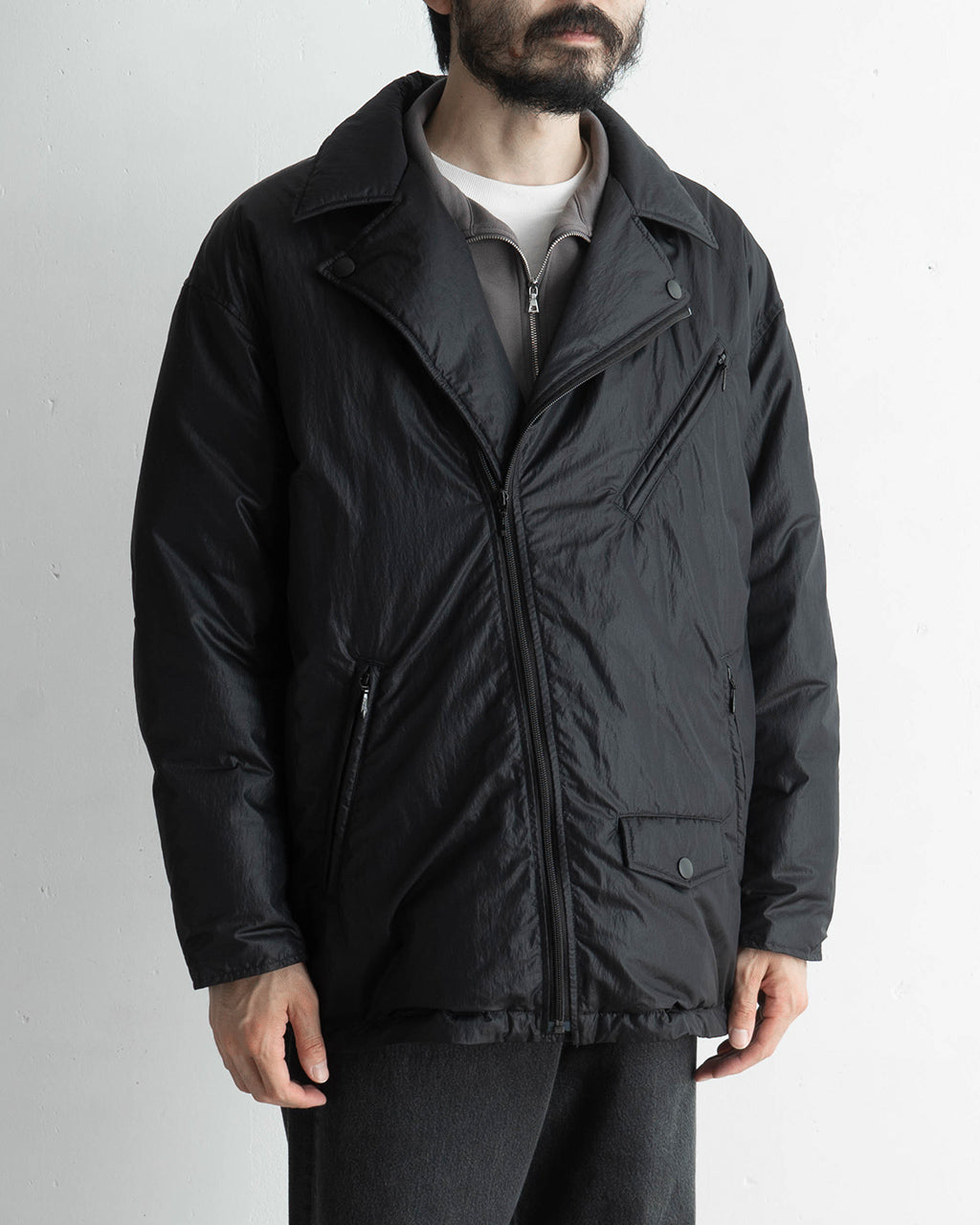 ライダース ダウンジャケット SHEEN NYLON RIDERS DOWN JACKET ジップアップ PC-015-2996