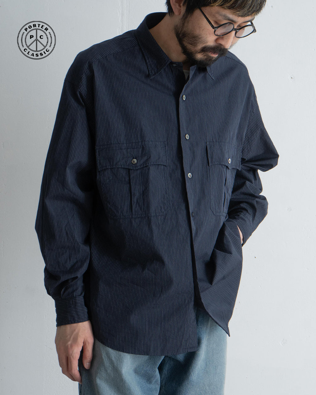 ロールアップシャツ ピンストライプ ROLL UP PIN STRIPE SHIRT PC-016-2757
