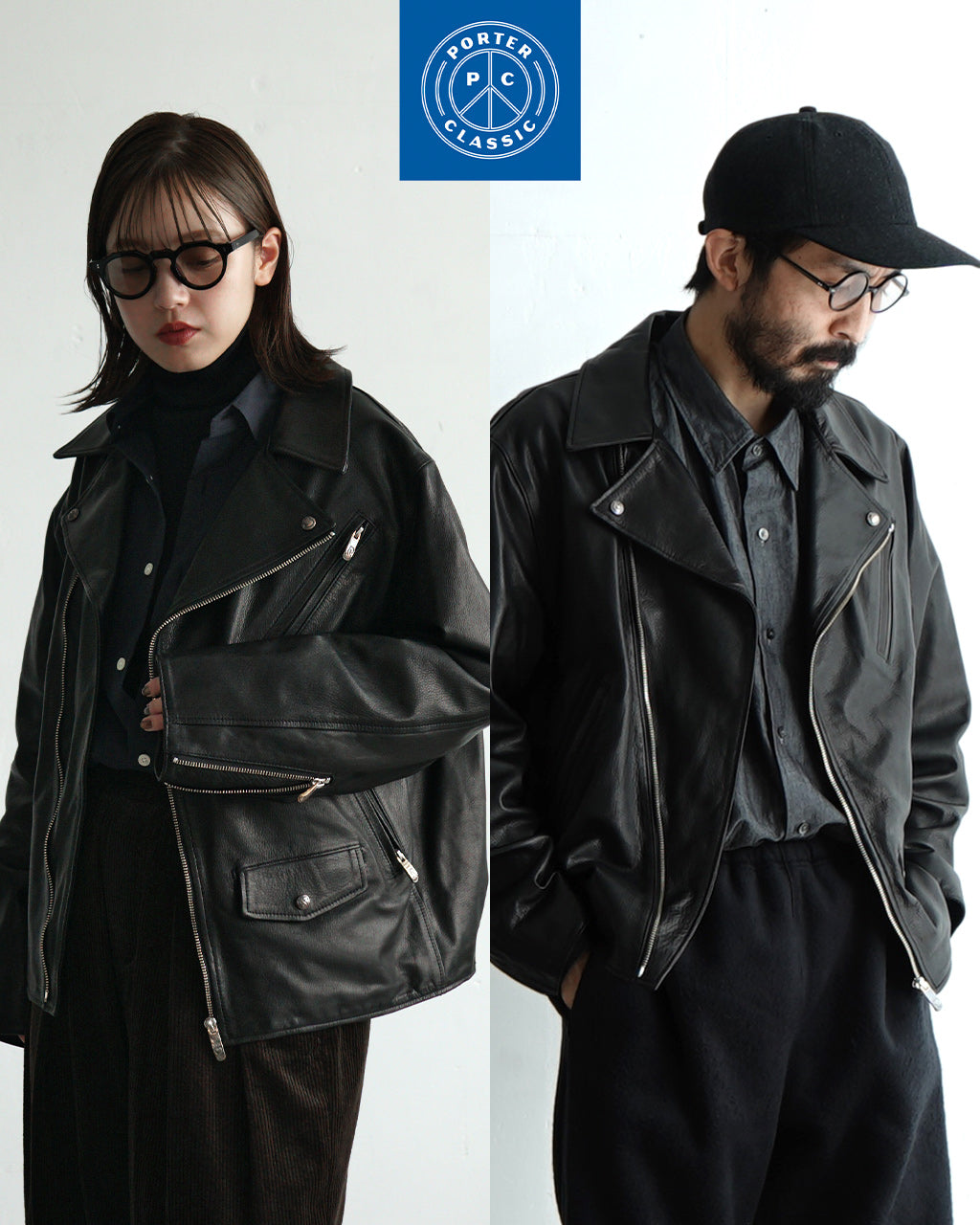ピーシー レザー ライダース ジャケット ダブル PC RIDERS JACKET W/LOVE & PEACE SILVER レザー 牛革 PC-017-1962