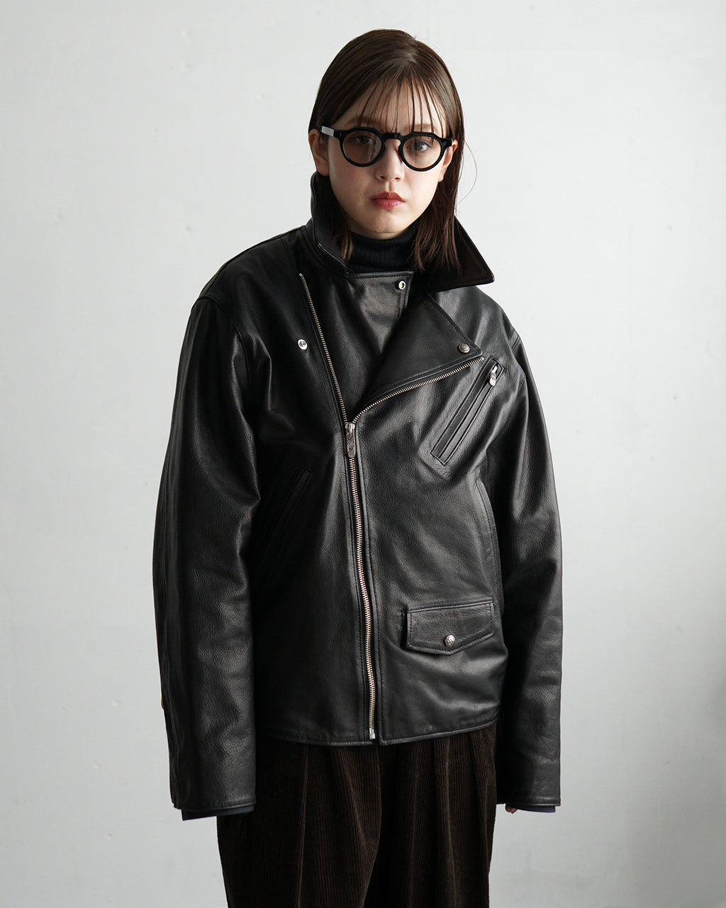 ピーシー レザー ライダース ジャケット ダブル PC RIDERS JACKET W/LOVE & PEACE SILVER レザー 牛革 PC-017-1962