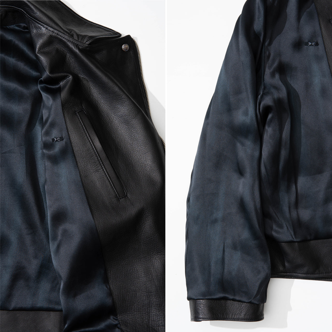ピーシー レザー ライダース ジャケット ダブル PC RIDERS JACKET W/LOVE & PEACE SILVER レザー 牛革 PC-017-1962