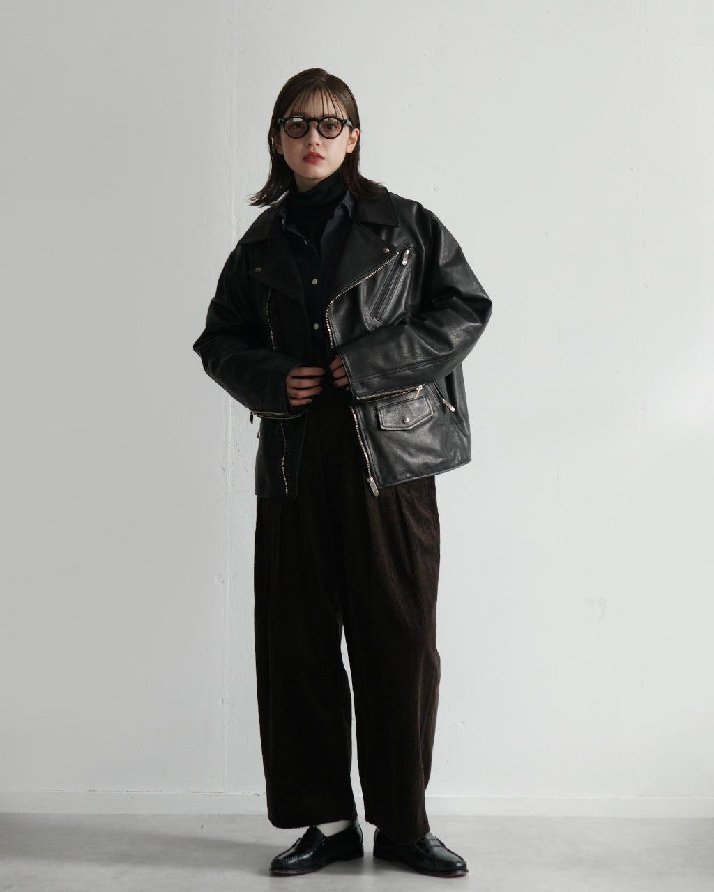 ピーシー レザー ライダース ジャケット ダブル PC RIDERS JACKET W/LOVE & PEACE SILVER レザー 牛革 PC-017-1962