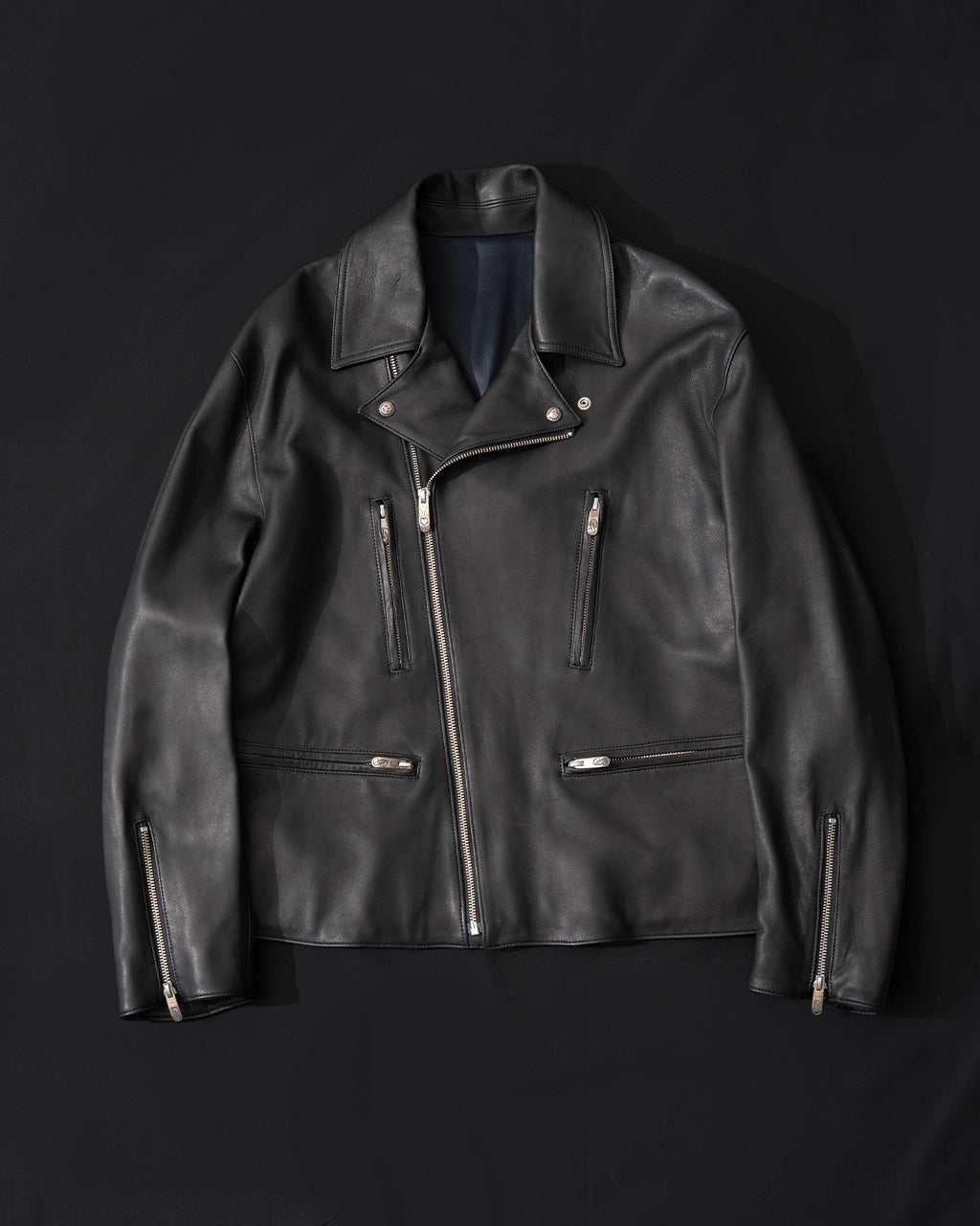 レザー ライダース ジャケット エントルフィーノ LEATHER RIDERS JACKET II W/LOVE & PEACE SILVER (ENTREFINO) 羊革 PC-017-2981