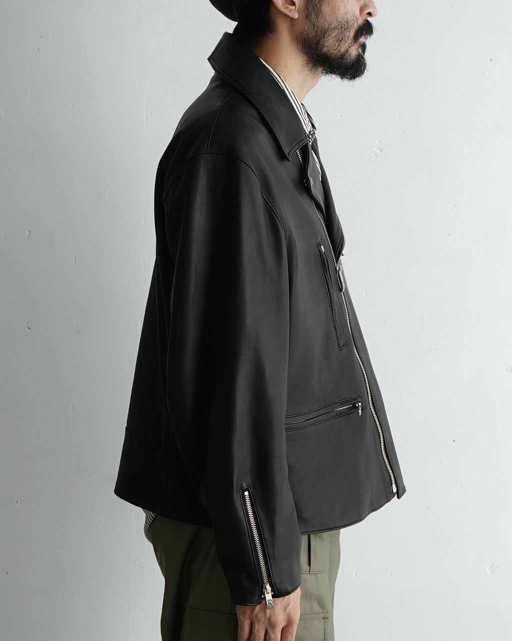 レザー ライダース ジャケット エントルフィーノ LEATHER RIDERS JACKET II W/LOVE & PEACE SILVER (ENTREFINO) 羊革 PC-017-2981