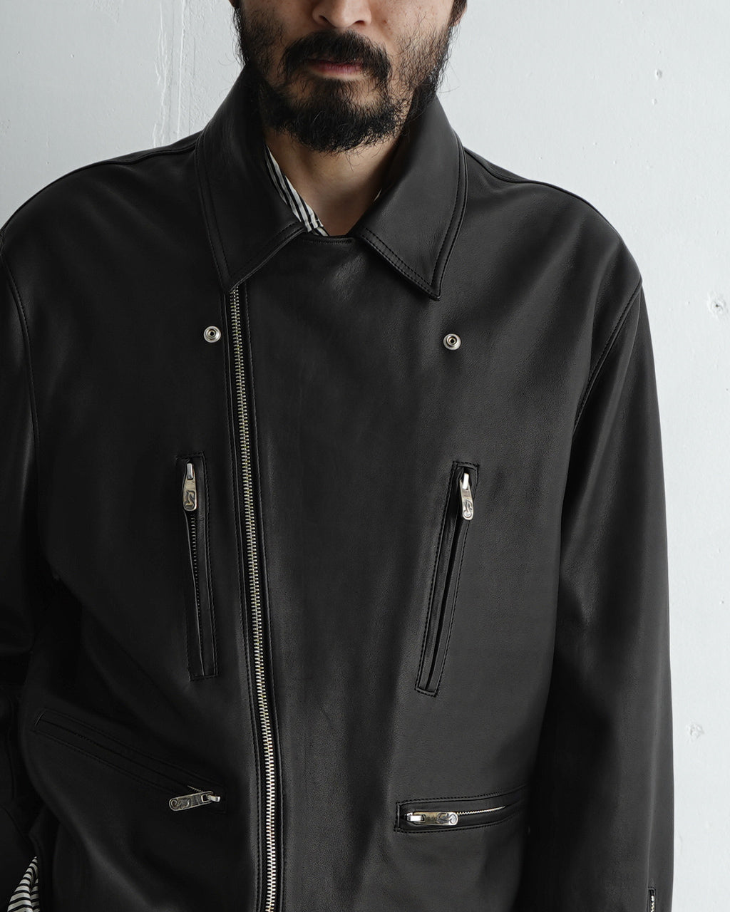 レザー ライダース ジャケット エントルフィーノ LEATHER RIDERS JACKET II W/LOVE & PEACE SILVER (ENTREFINO) 羊革 PC-017-2981