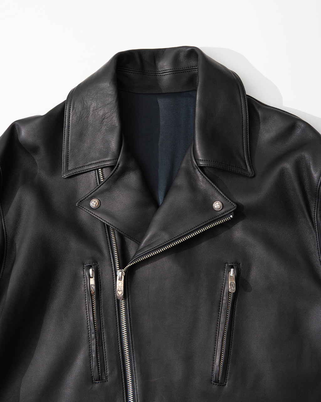 レザー ライダース ジャケット エントルフィーノ LEATHER RIDERS JACKET II W/LOVE & PEACE SILVER (ENTREFINO) 羊革 PC-017-2981