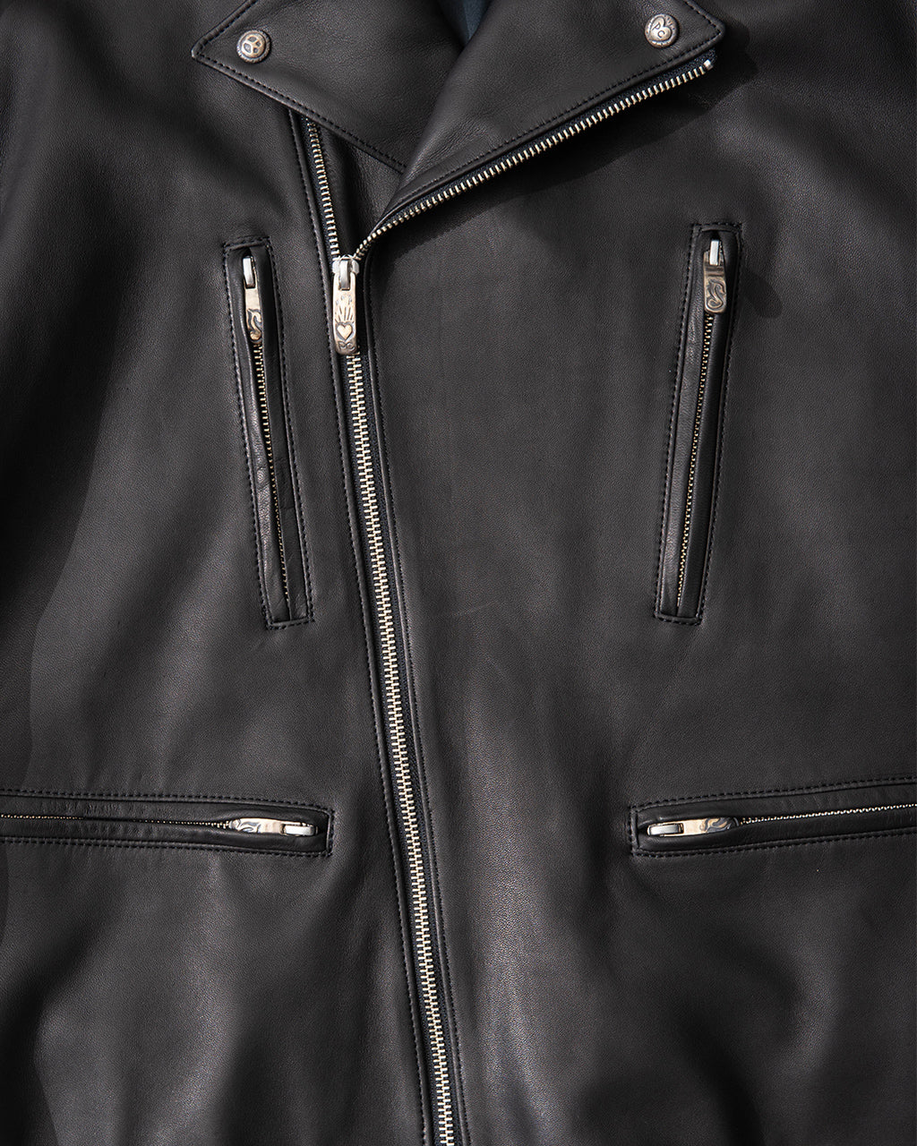 レザー ライダース ジャケット エントルフィーノ LEATHER RIDERS JACKET II W/LOVE & PEACE SILVER (ENTREFINO) 羊革 PC-017-2981