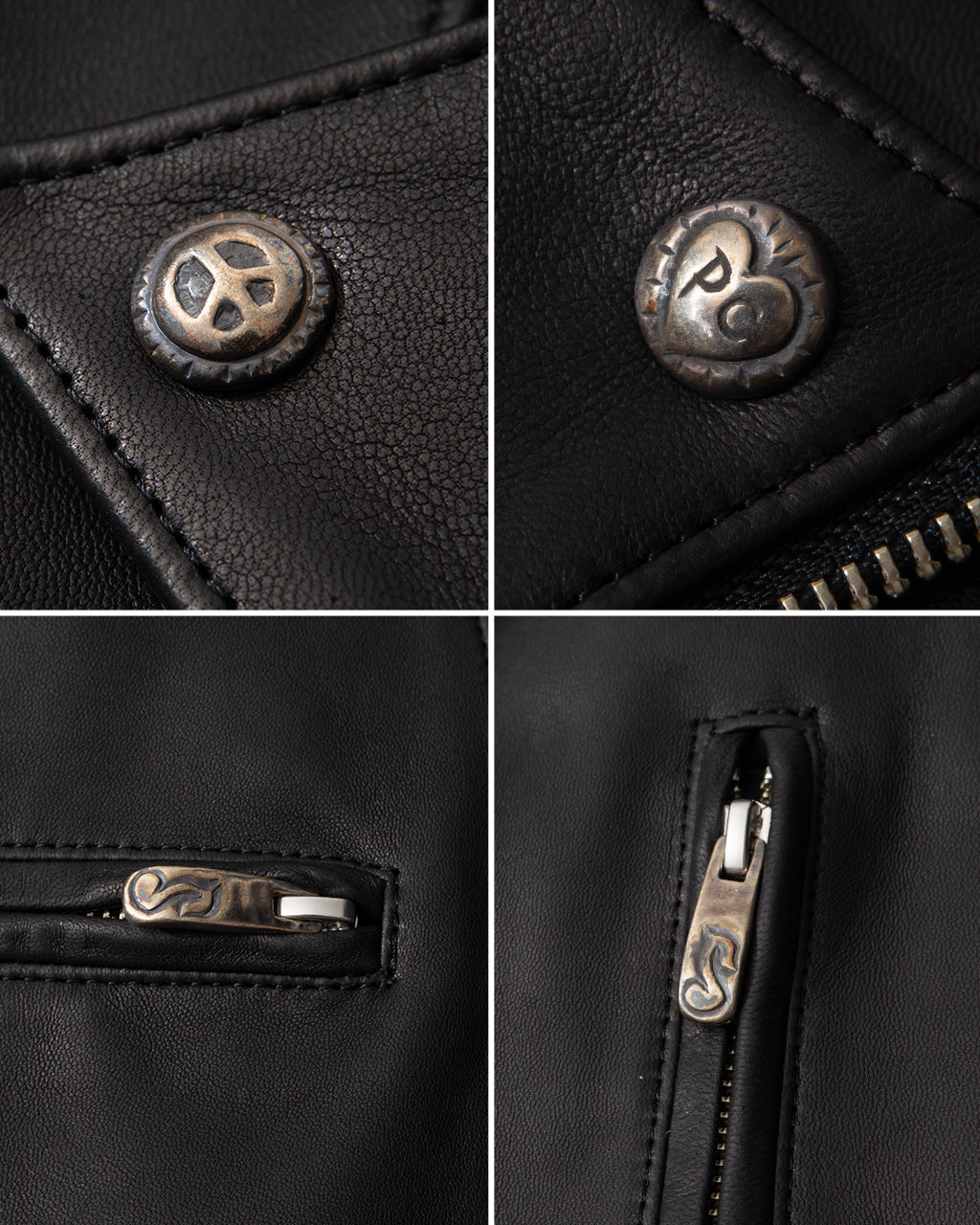 LEATHER RIDERS JACKET II W/LOVE & PEACE SILVER (ENTREFINO) PC-017-2981