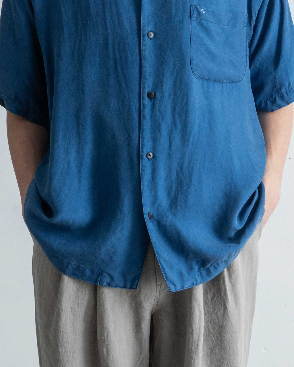 PORTER CLASSIC ポータークラシック オープンカラーシャツ 開襟 半袖 シルク H/W INDIGO SILK SHIRT PC-024-3337【送料無料】