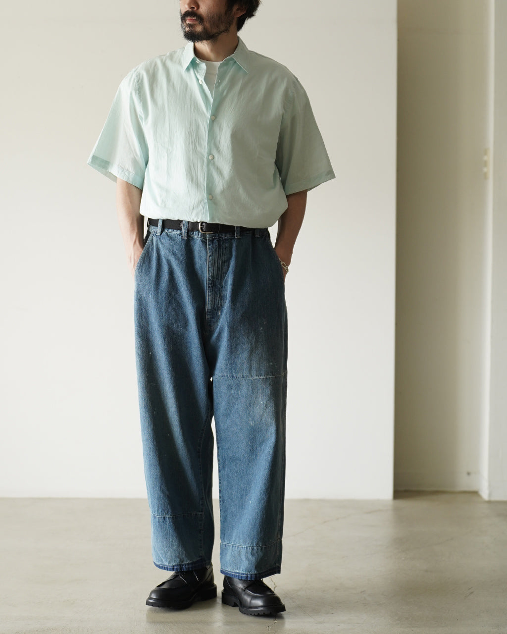 PORTER CLASSIC BREAKFAST DENIM FATTY PANTS PC-005-3850 デニム ワイドテーパードパンツ ブルー|Crouka(クローカ)