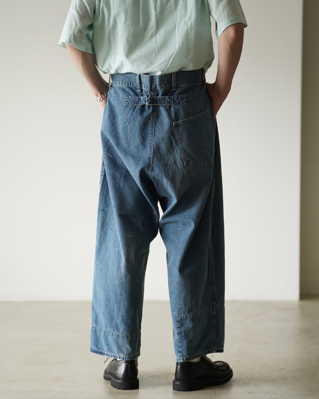 PORTER CLASSIC BREAKFAST DENIM FATTY PANTS PC-005-3850 デニム ワイドテーパードパンツ ブルー|Crouka(クローカ)