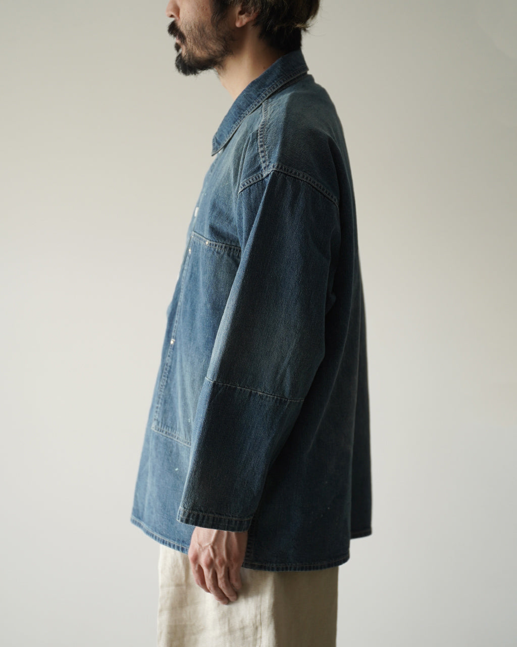 PORTER CLASSIC BREAKFAST DENIM PRISONER SHIRTS W/LOVE&PEACE SILVER CUSTOM PC-005-3849 デニム プルオーバーシャツ|Crouka(クローカ)