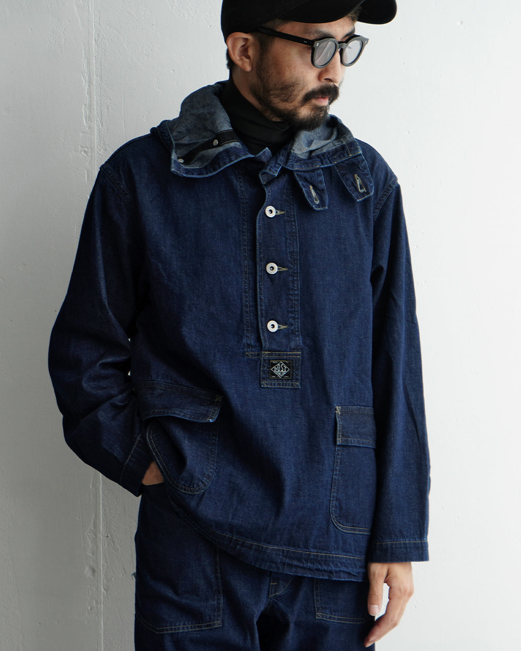【SALE!30%OFF】POSTOVERALLS ポストオーバーオールズ ネイビー パーカー NAVY PARKA ブルー デニム 1105【送料無料】