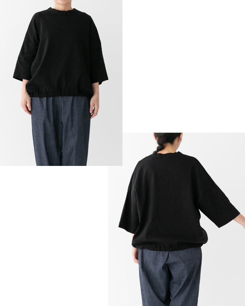 prit プリット 7分袖Tシャツ カットソー リネンレーヨンストレッチ 7分袖裾ヒモプルオーバー P91508【送料無料】