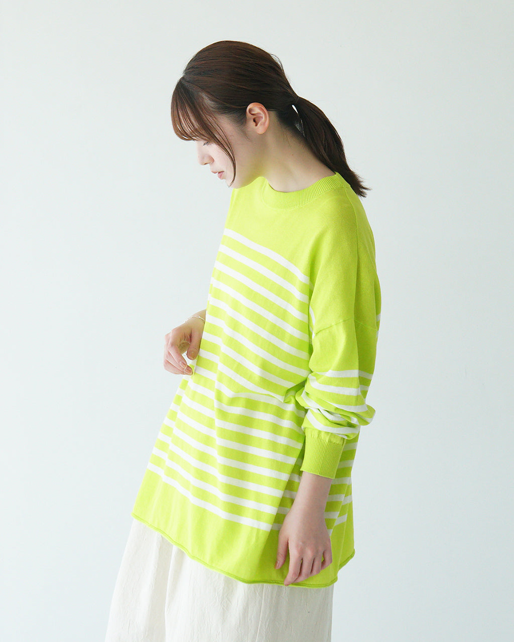 \早得24時間限定ポイント10倍/prit プリット ワイド ロングスリーブ カットソー 40/2ハイツイストコットン 16G 天竺編み 長袖 ボーダー クルー ワイド P915108【送料無料】