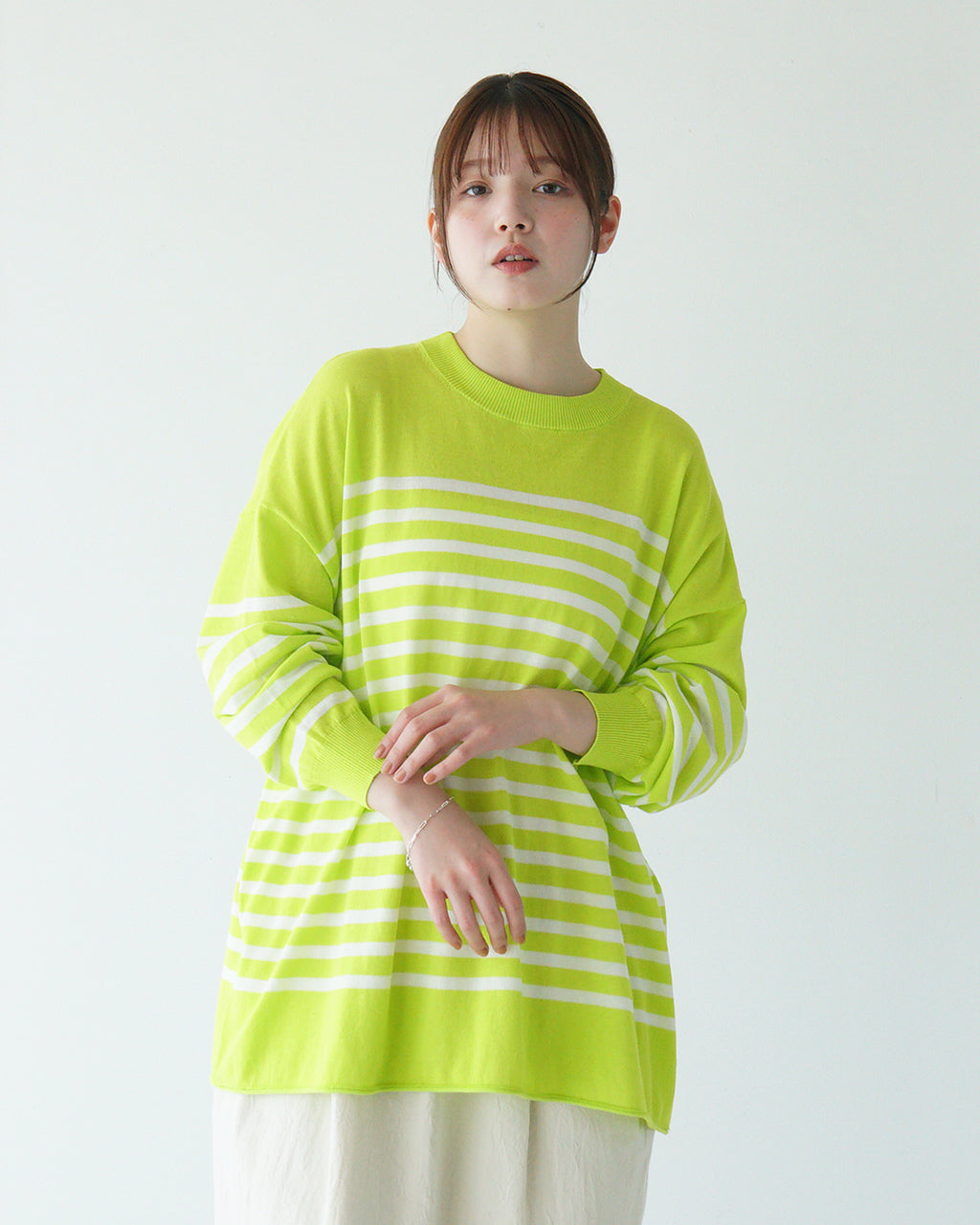 \早得24時間限定ポイント10倍/prit プリット ワイド ロングスリーブ カットソー 40/2ハイツイストコットン 16G 天竺編み 長袖 ボーダー クルー ワイド P915108【送料無料】
