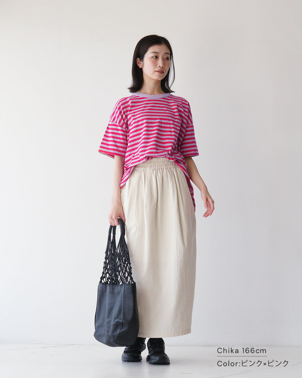 【SALE!20%OFF】prit プリット ボーダーTシャツ 30/1リサイクル天竺カラーボーダー5分袖ワイドTシャツ 半袖 ドロップショルダー P91530
