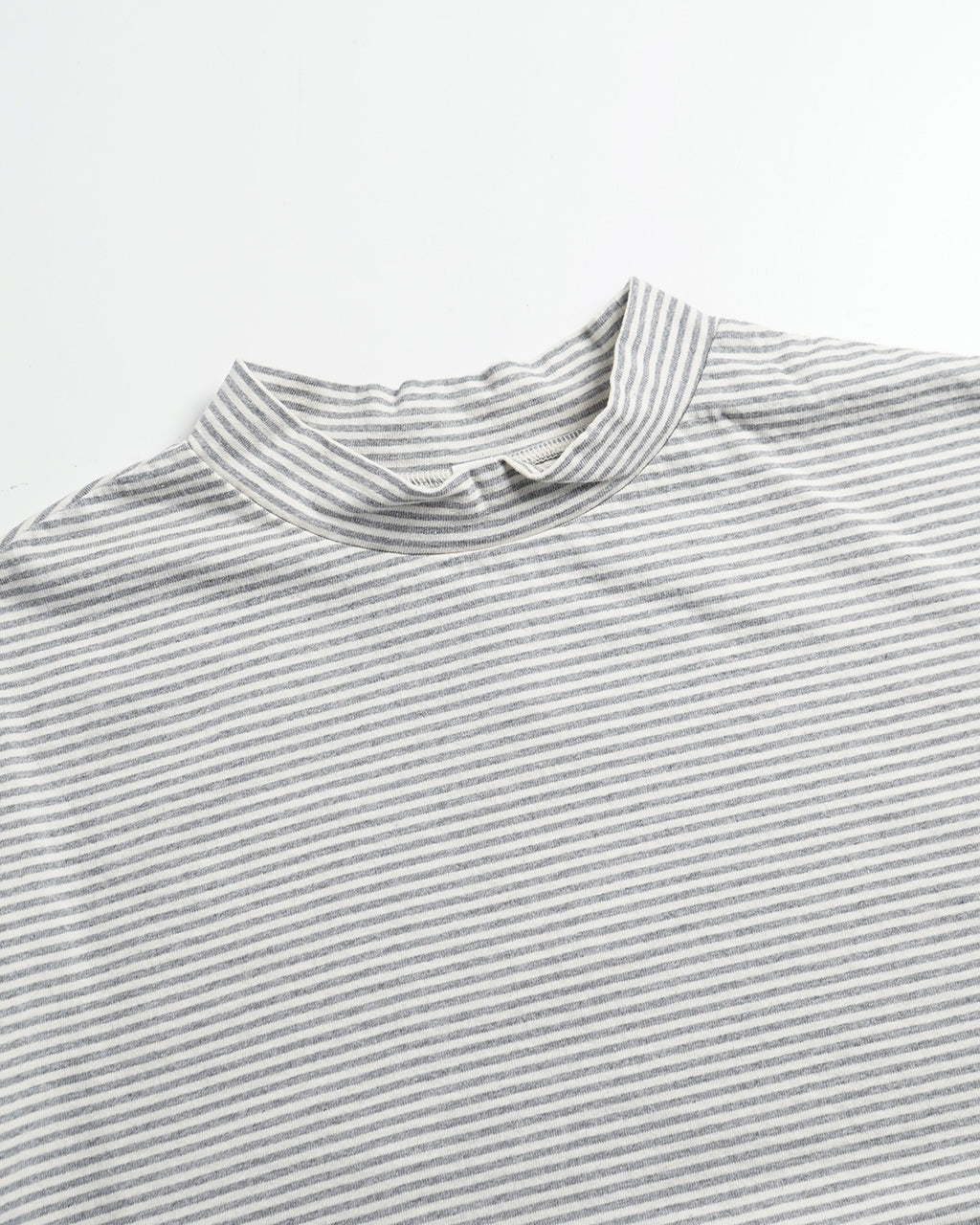 prit プリット 半袖 Tシャツ 14/1空紡度詰天竺ミジンボーダー 5分袖 ハイネック プルオーバー カットソー 日本製 モックネック P91549