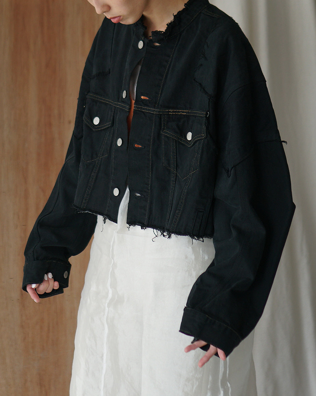 PT DENIM SHORT JACKET BLACK Q25A-J021BK