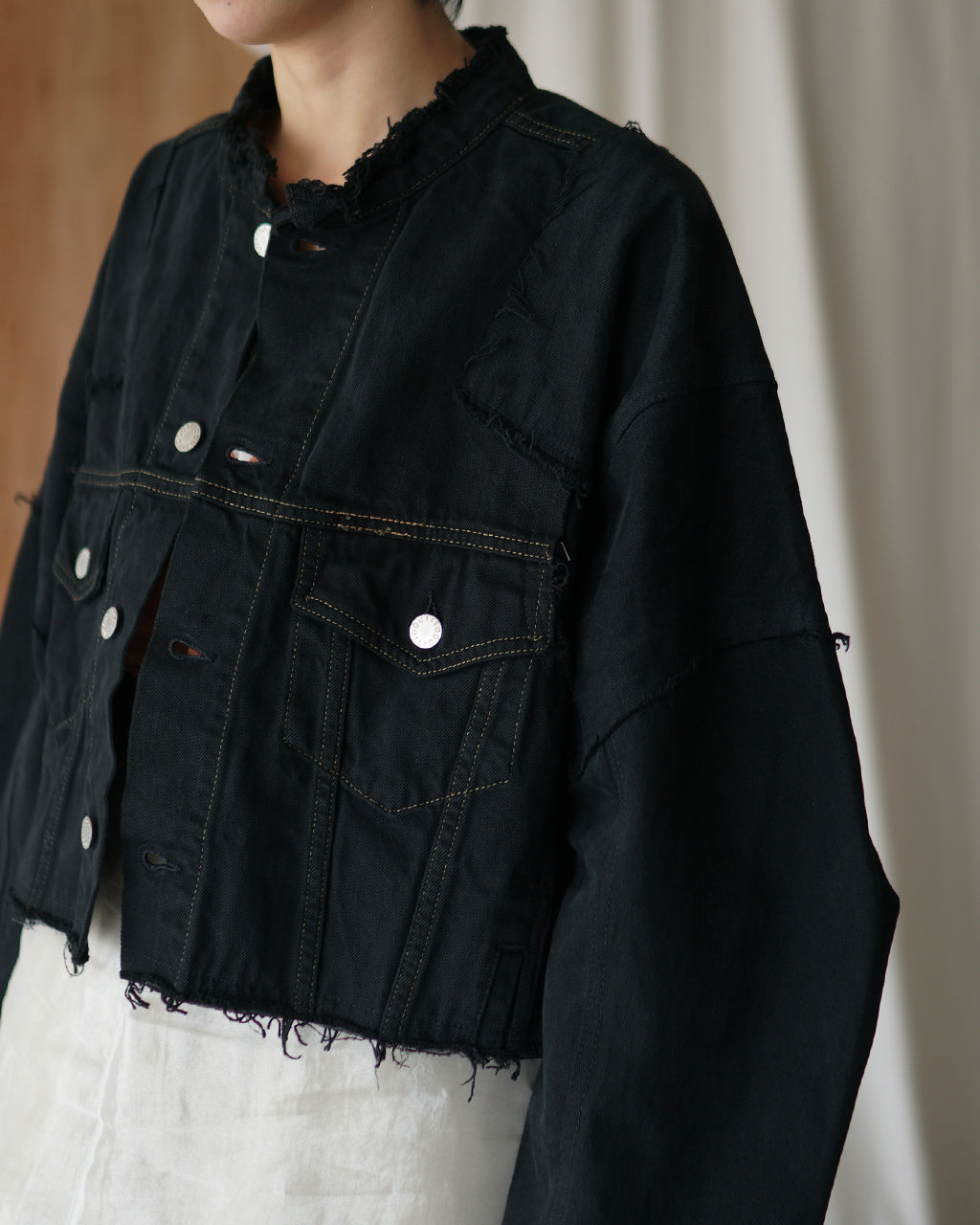 QUIITO PT DENIM SHORT JACKET BLACK Q25A-J021BK