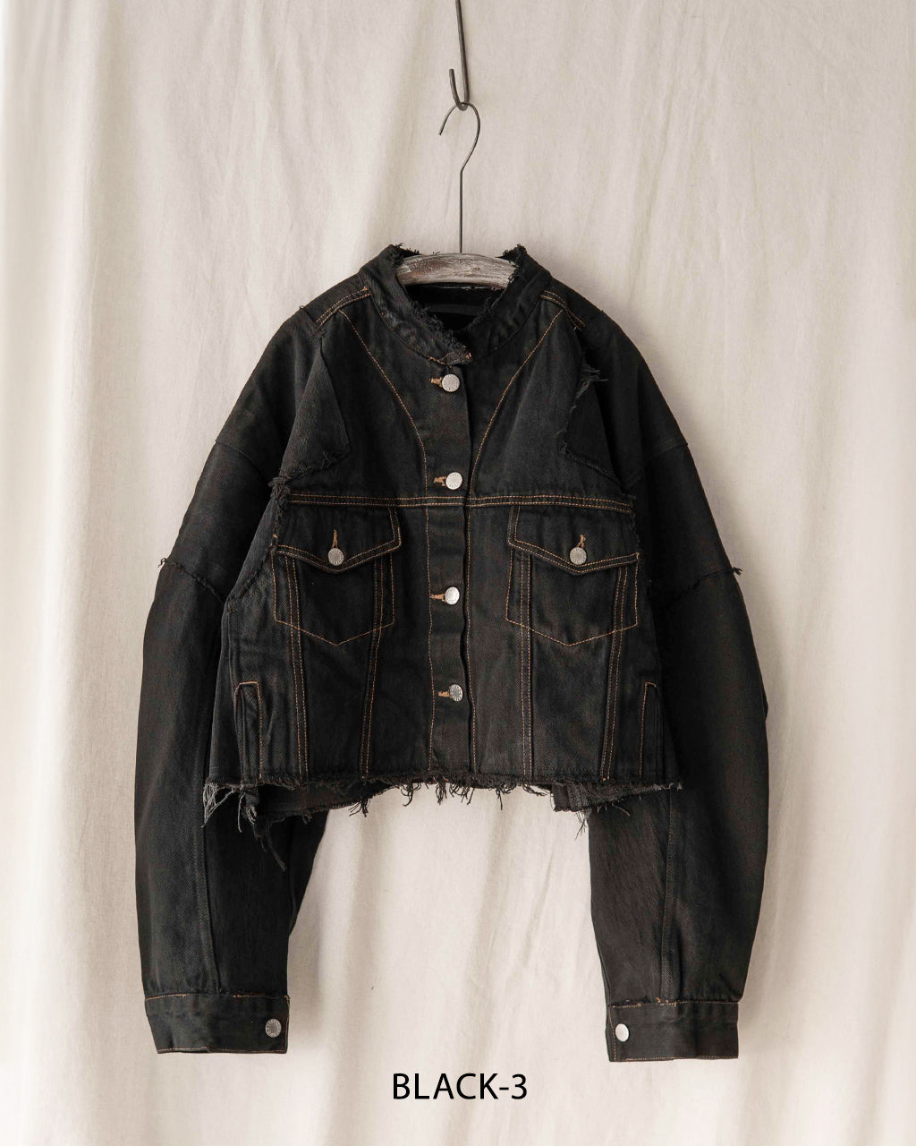 QUIITO PT DENIM SHORT JACKET BLACK Q25A-J021BK