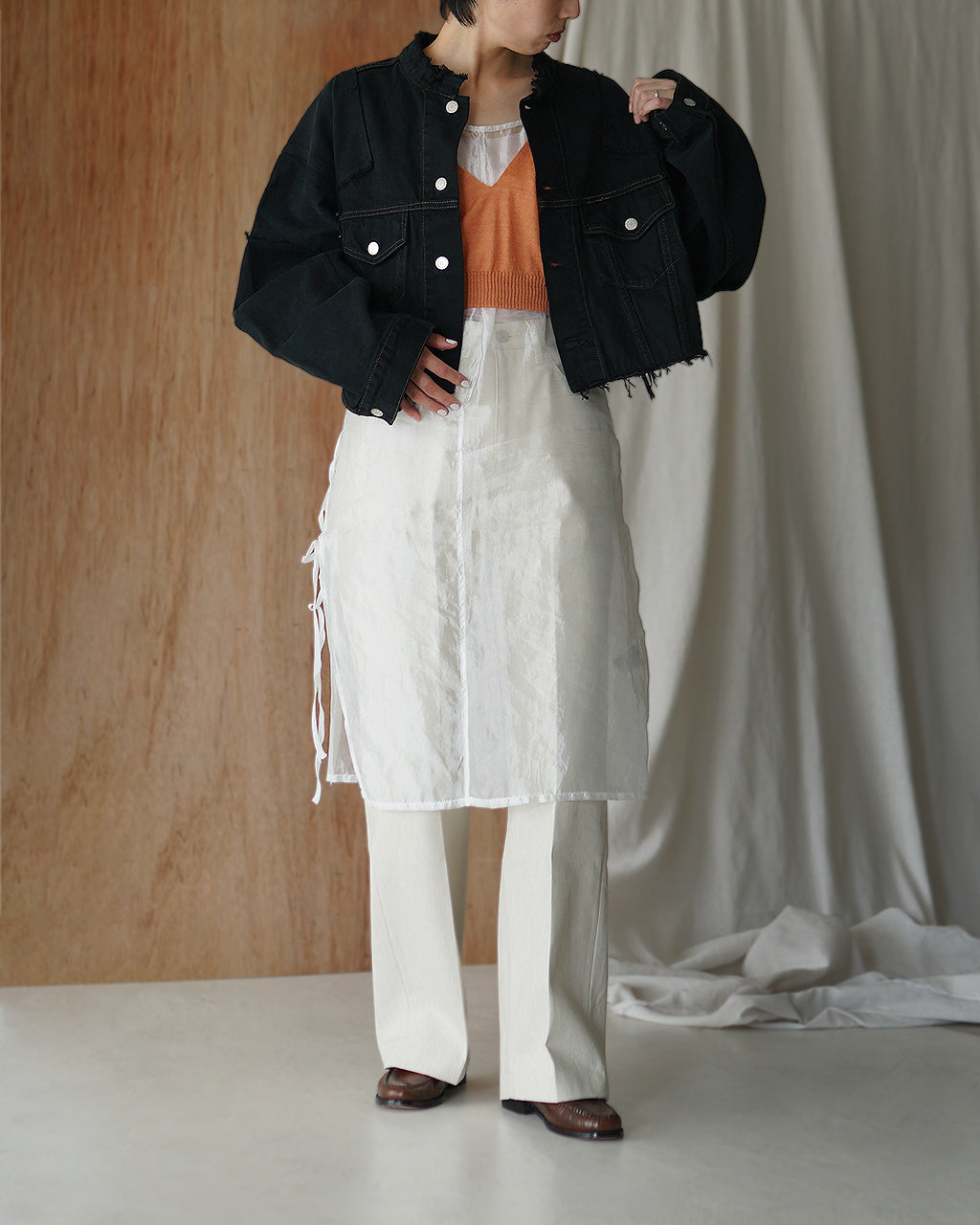 QUIITO PT DENIM SHORT JACKET BLACK Q25A-J021BK