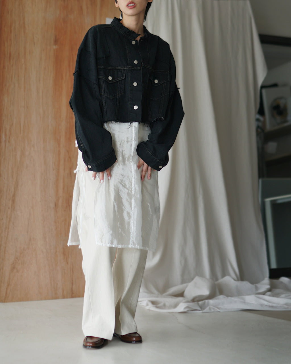 QUIITO PT DENIM SHORT JACKET BLACK Q25A-J021BK