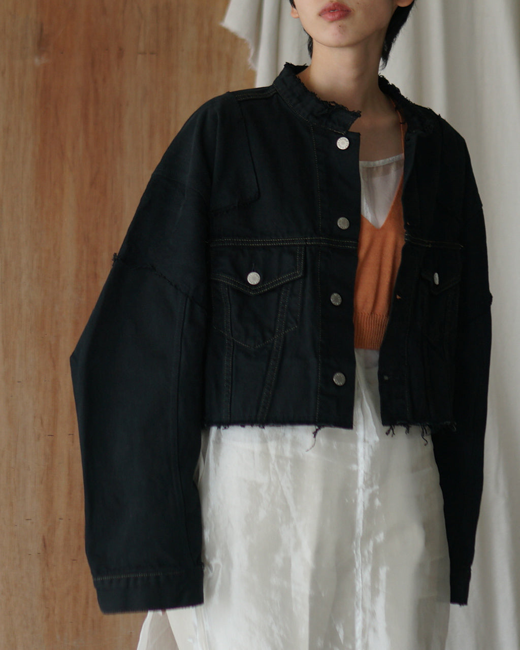 QUIITO PT DENIM SHORT JACKET BLACK Q25A-J021BK