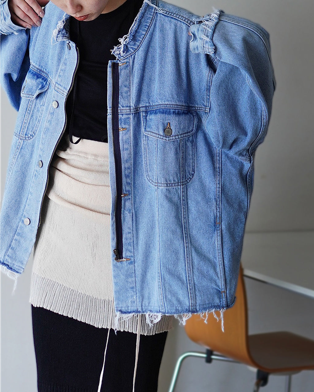ZIP BIG DENIM JACKET Q25A-J056