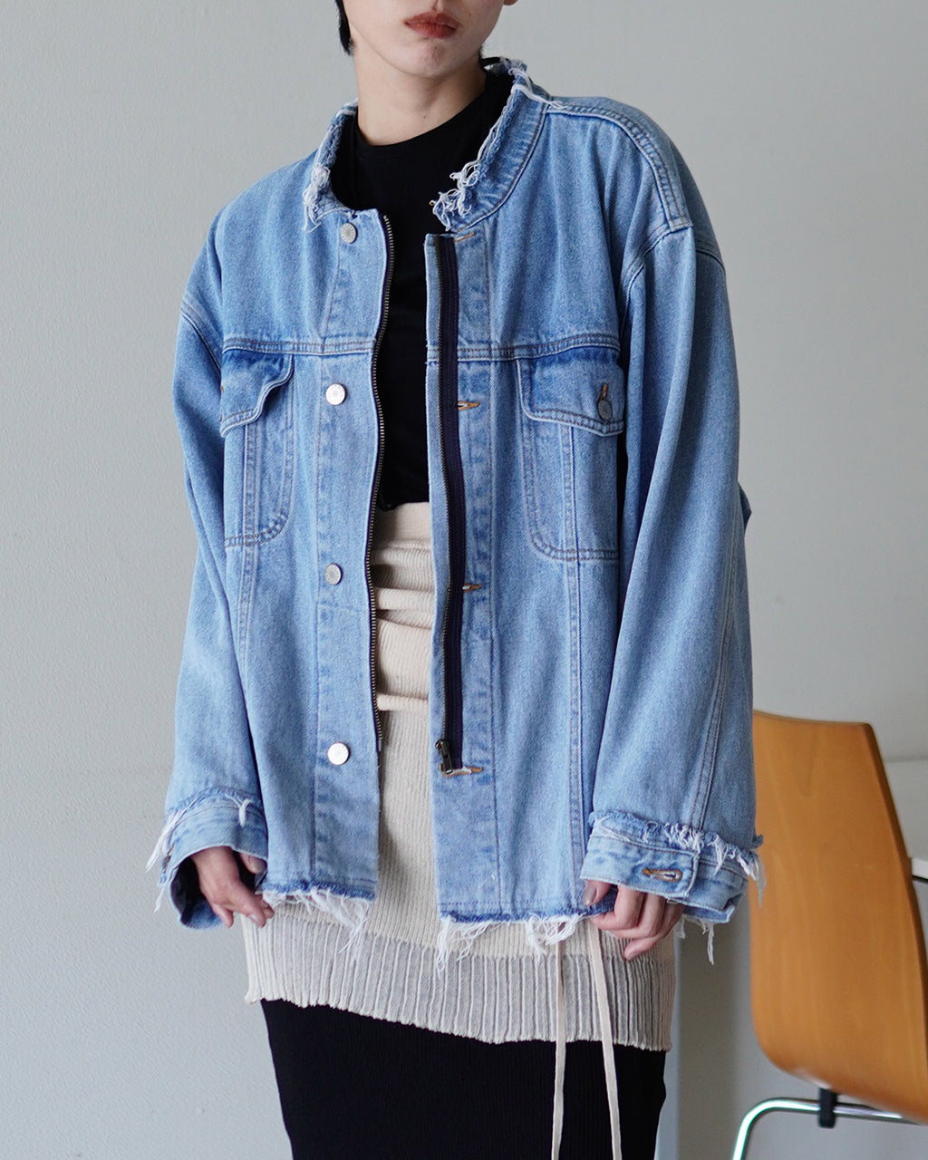 QUIITO ZIP BIG DENIM JACKET Q25A-J056