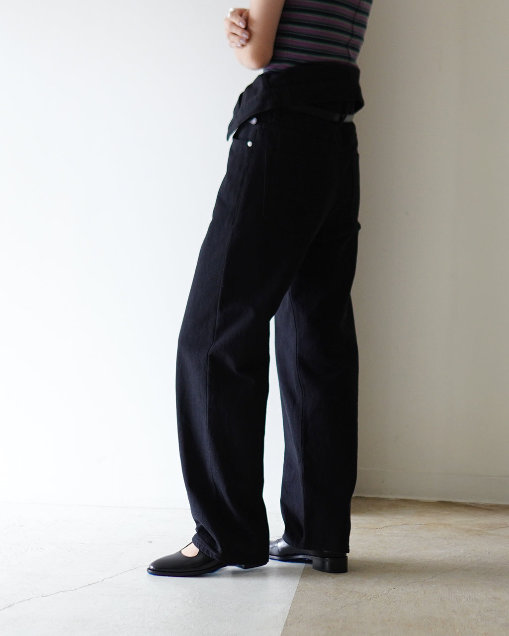 QUIITO REDENIM W WAIST PANTS BLACK Q25A-T035BK