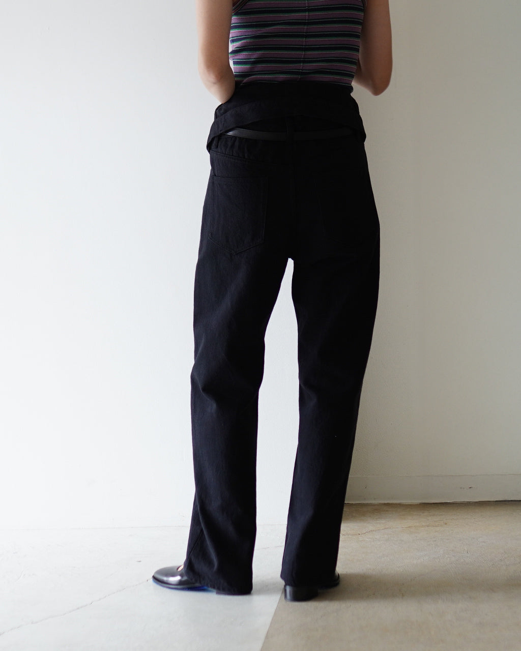 QUIITO REDENIM W WAIST PANTS BLACK Q25A-T035BK