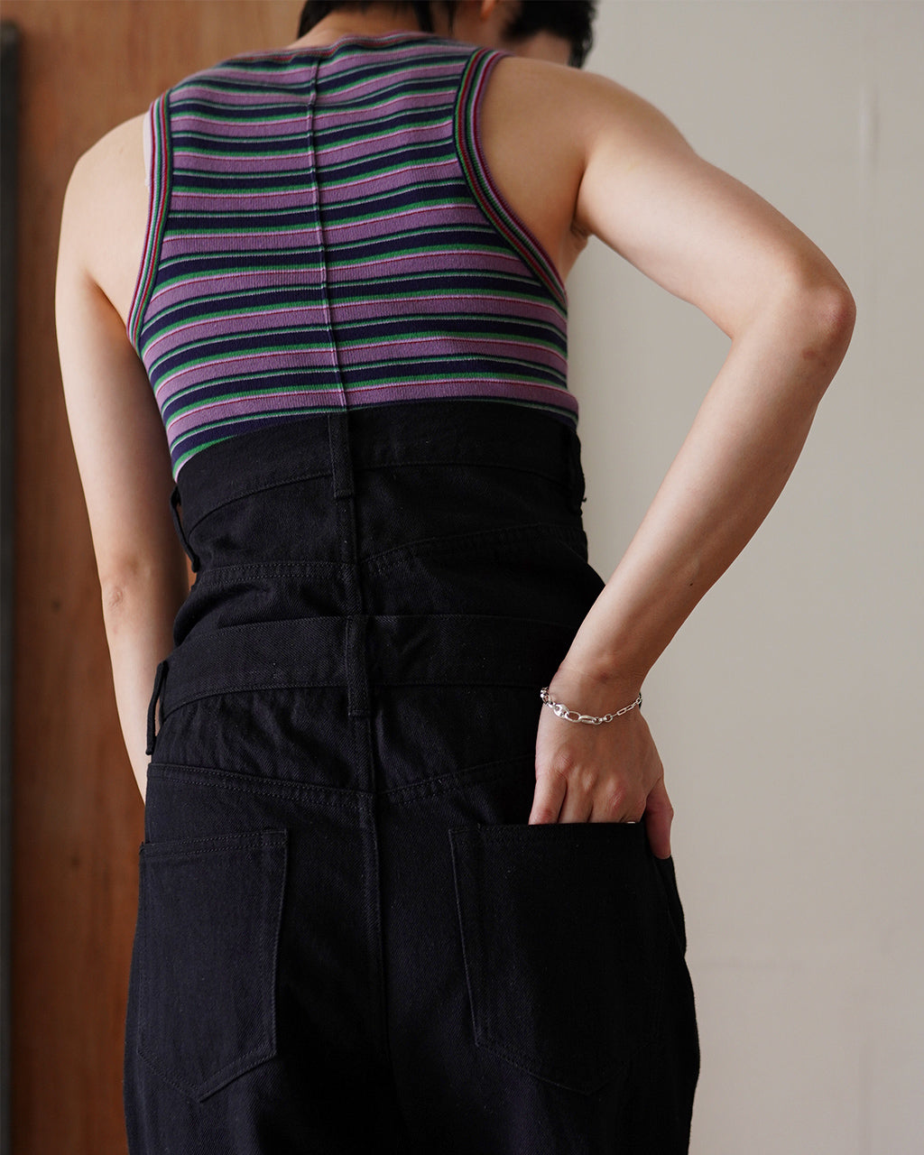 QUIITO REDENIM W WAIST PANTS BLACK Q25A-T035BK