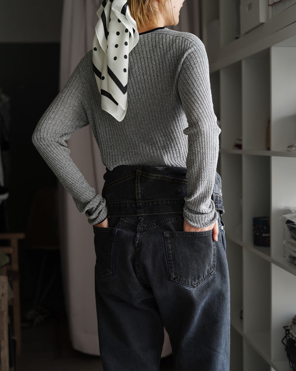 W WAIST DENIM PANTS GR Q26S-T018GR