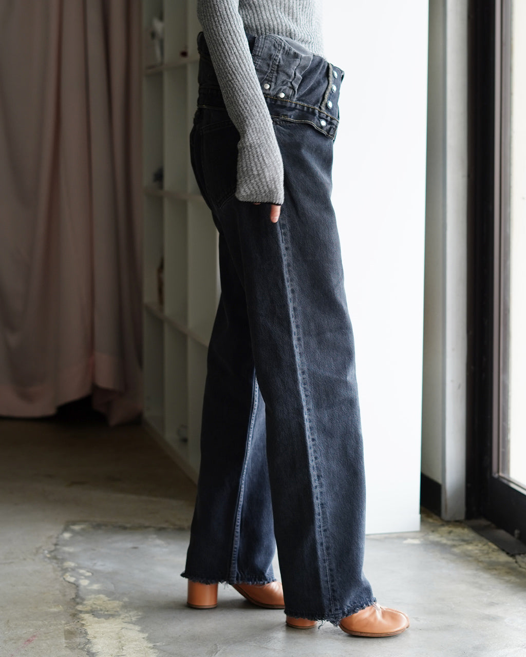 W WAIST DENIM PANTS GR Q26S-T018GR