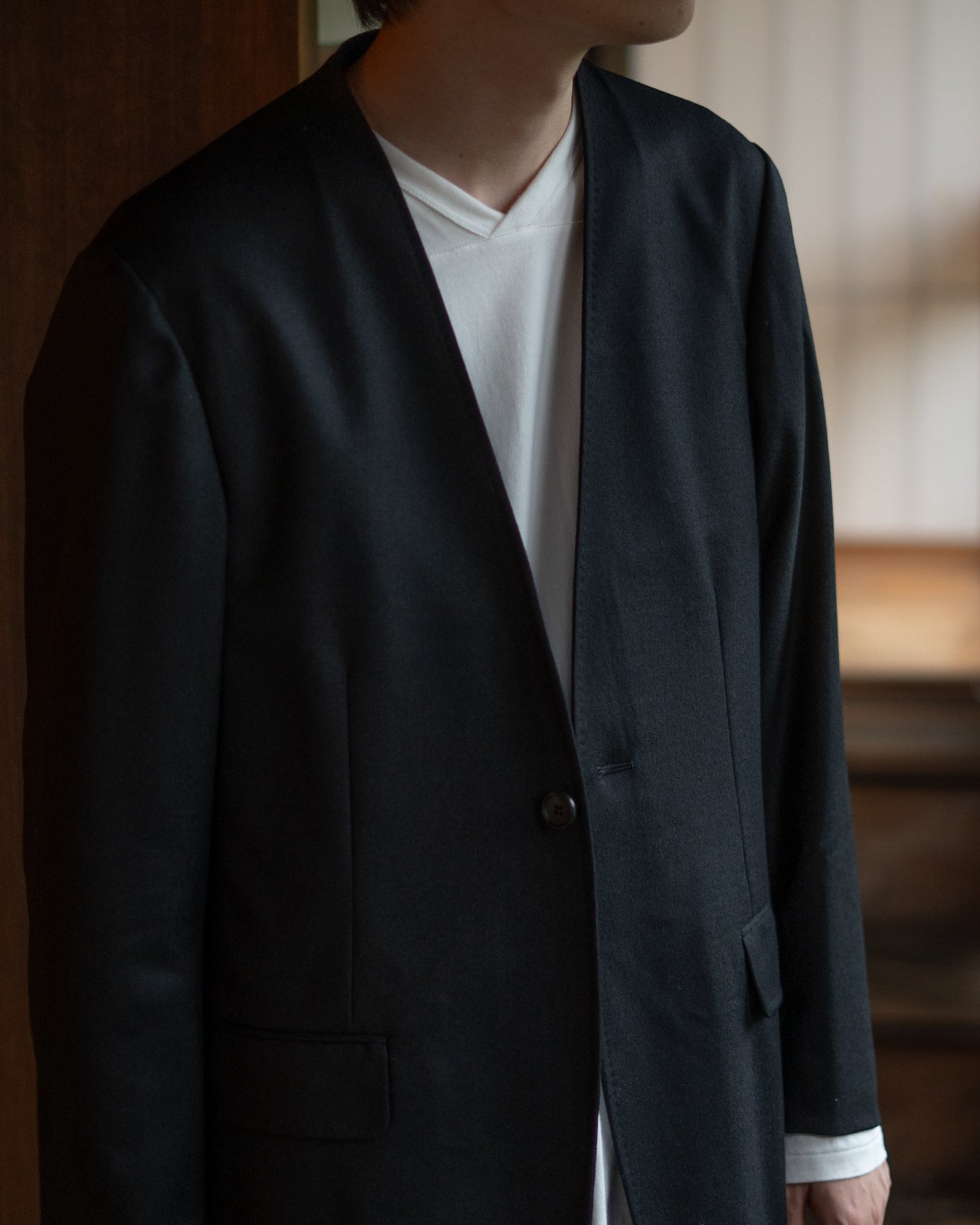 NO COLLAR LONG JACKET RM252-035