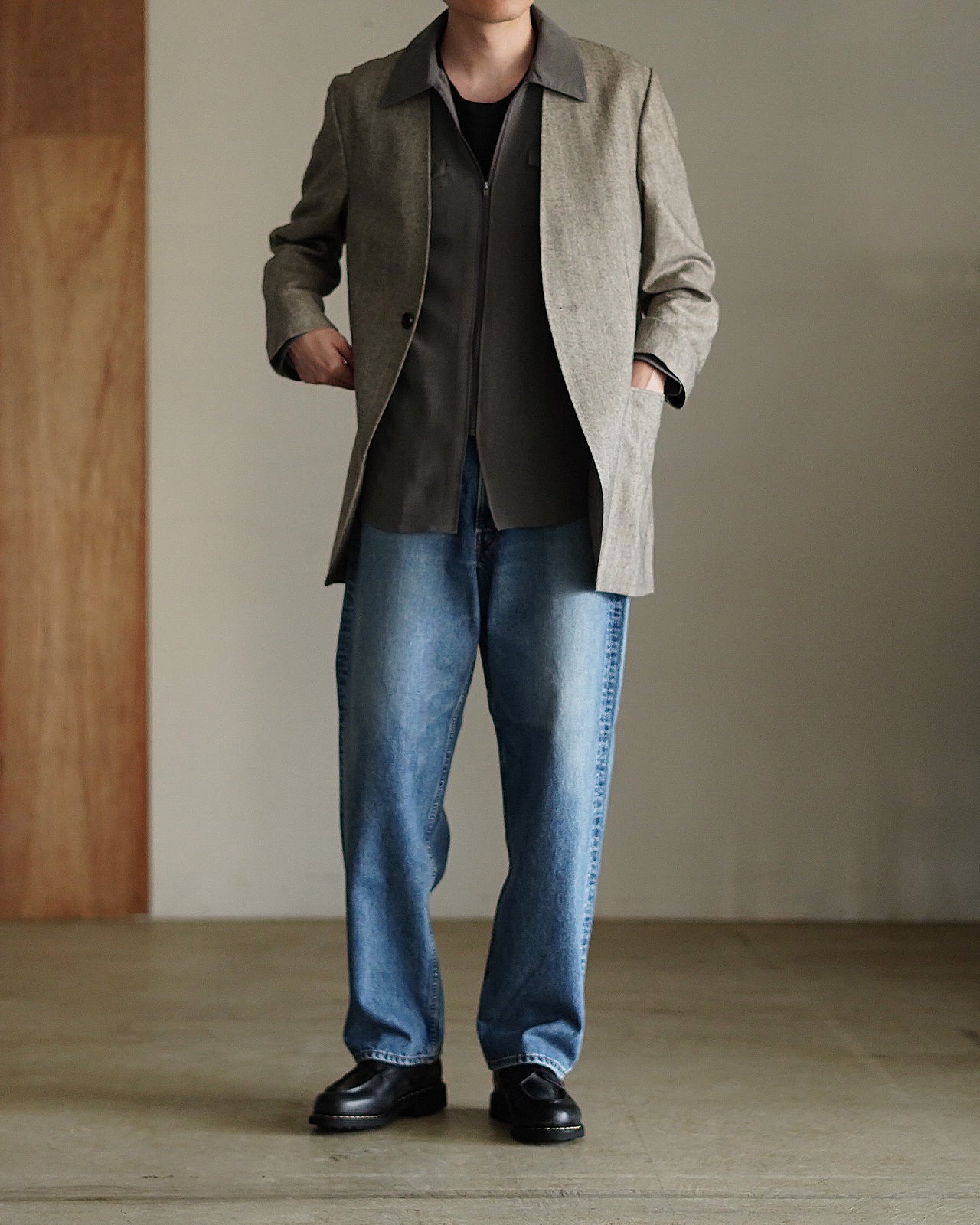 NO COLLAR LONG JACKET RM252-035