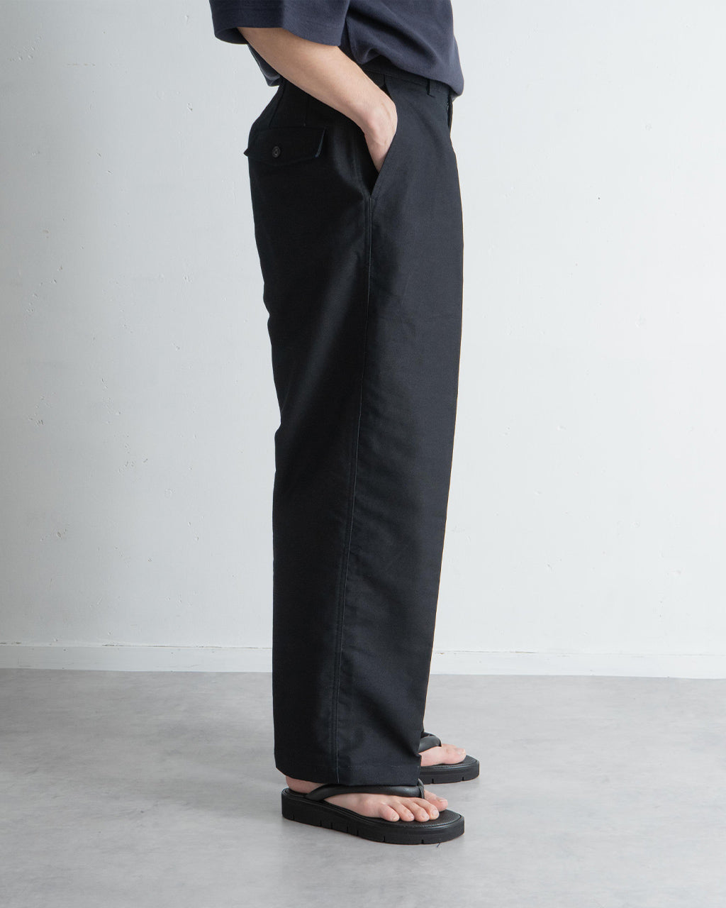 インディゴ モールスキン ワイド ストレート スラックス パンツ Indigo mole skin - Stam ワンタック トラウザー フルレングス ボトムス 13S25HN271P