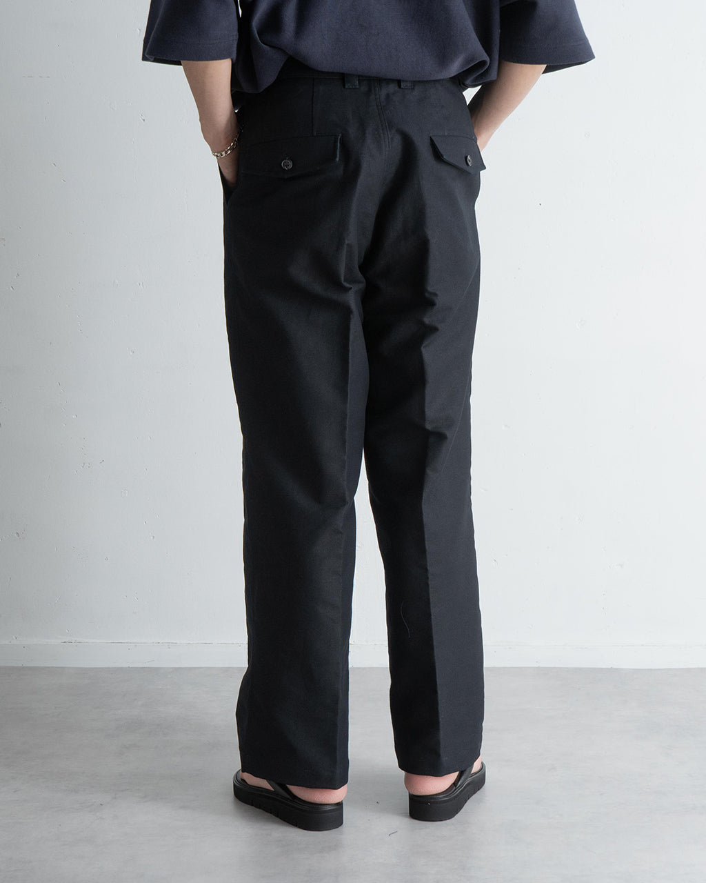 インディゴ モールスキン ワイド ストレート スラックス パンツ Indigo mole skin - Stam ワンタック トラウザー フルレングス ボトムス 13S25HN271P