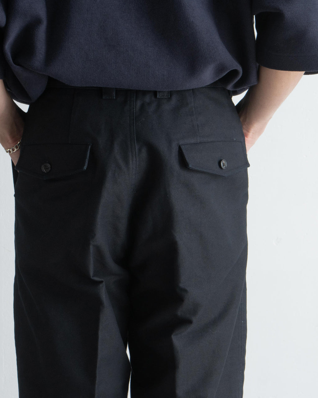 インディゴ モールスキン ワイド ストレート スラックス パンツ Indigo mole skin - Stam ワンタック トラウザー フルレングス ボトムス 13S25HN271P