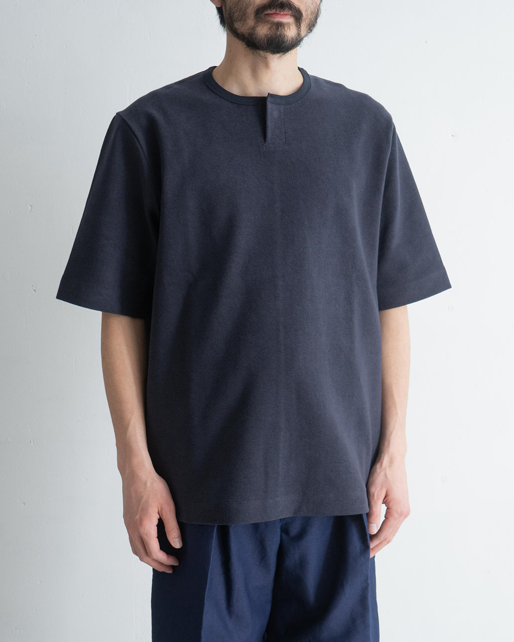 ヘンリーネック パイル Tシャツ コットン 半袖 カットソー ワンボタン Organic cotton minipile - Wim 13S25HN294T
