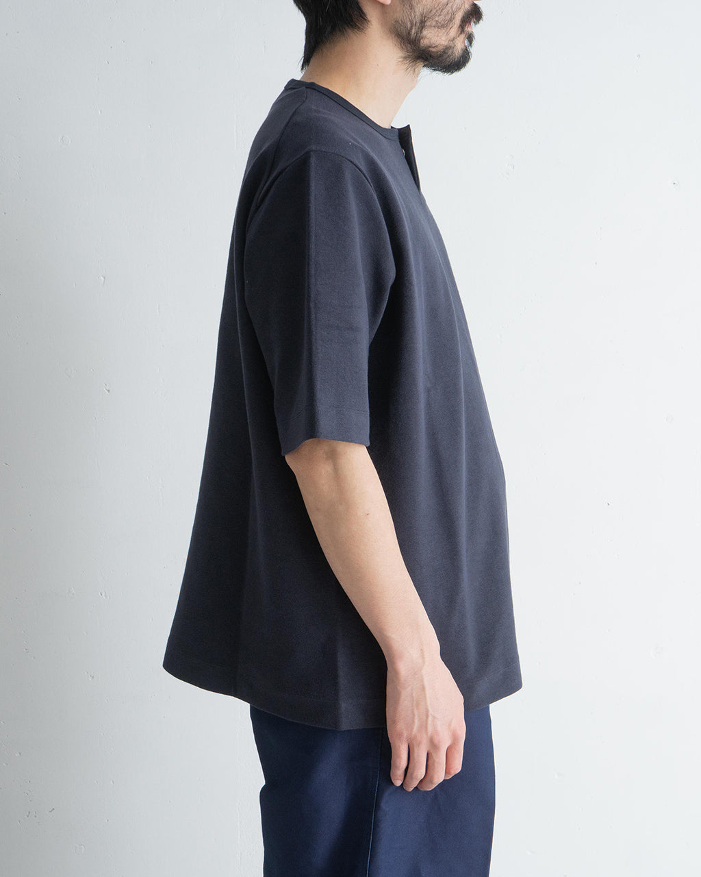 ヘンリーネック パイル Tシャツ コットン 半袖 カットソー ワンボタン Organic cotton minipile - Wim 13S25HN294T