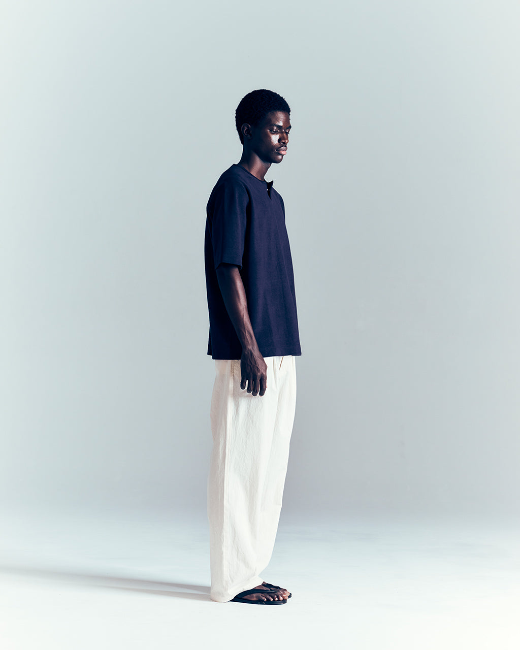 ヘンリーネック パイル Tシャツ コットン 半袖 カットソー ワンボタン Organic cotton minipile - Wim 13S25HN294T