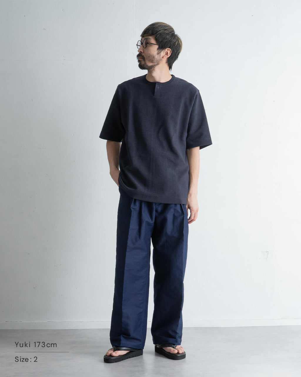 ヘンリーネック パイル Tシャツ コットン 半袖 カットソー ワンボタン Organic cotton minipile - Wim 13S25HN294T