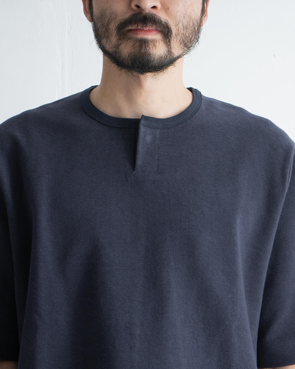 ヘンリーネック パイル Tシャツ コットン 半袖 カットソー ワンボタン Organic cotton minipile - Wim 13S25HN294T