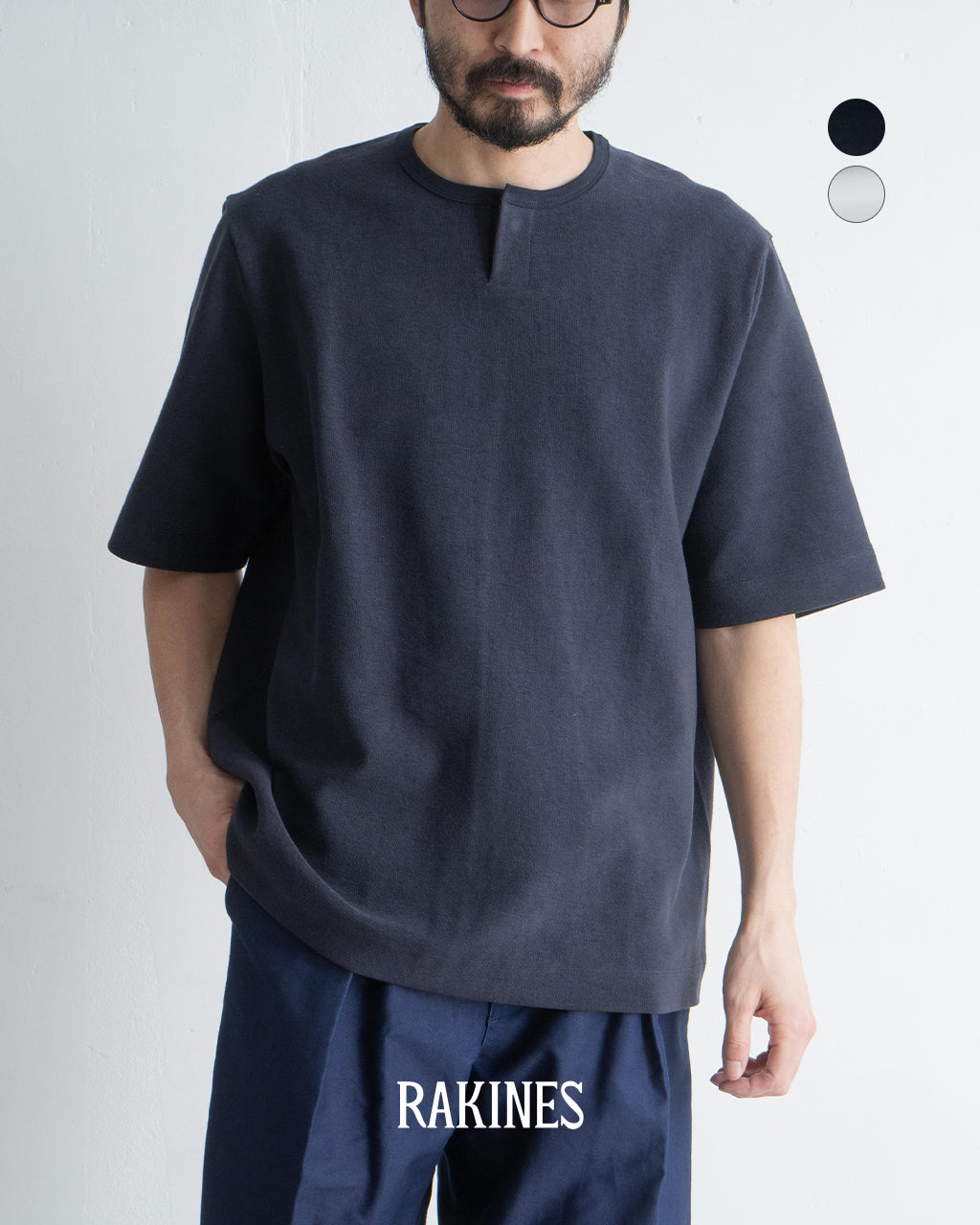 ヘンリーネック パイル Tシャツ コットン 半袖 カットソー ワンボタン Organic cotton minipile - Wim 13S25HN294T